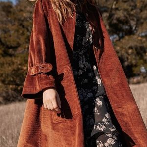 Christy Dawn Leona Dusty Rose Corduroy Trench Coat NWT